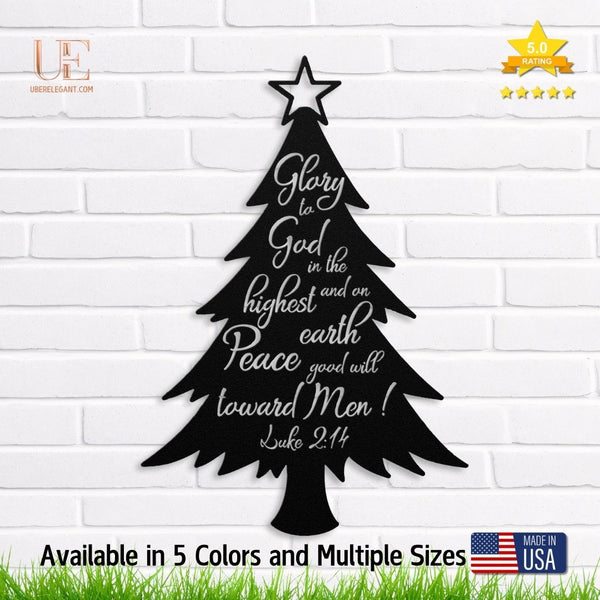 Christmas Tree Art With Scripture, Christmas Decor, Luke 2:14 Wall Art