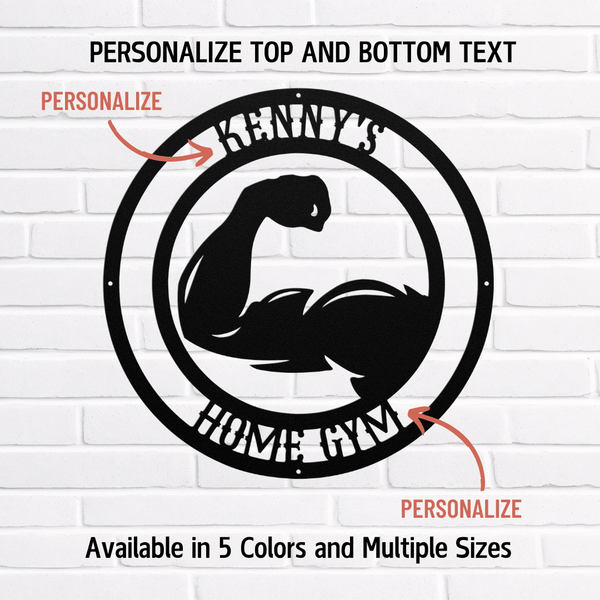 Custom Metal Gym Sign | Personalized Biceps Wall Art for Home Gym Metal Art Black / 12" Uber Elegant